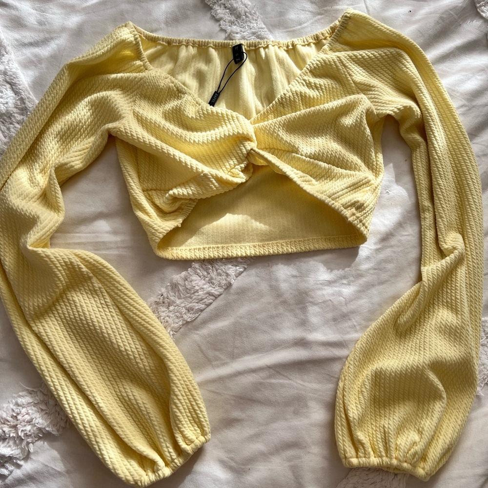 Yellow long sleeve crop top